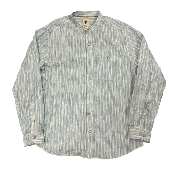 The Territory Ahead Seersucker Shirt Mens Large Blue White Long Sleeve Cotton - Picture 2 of 8